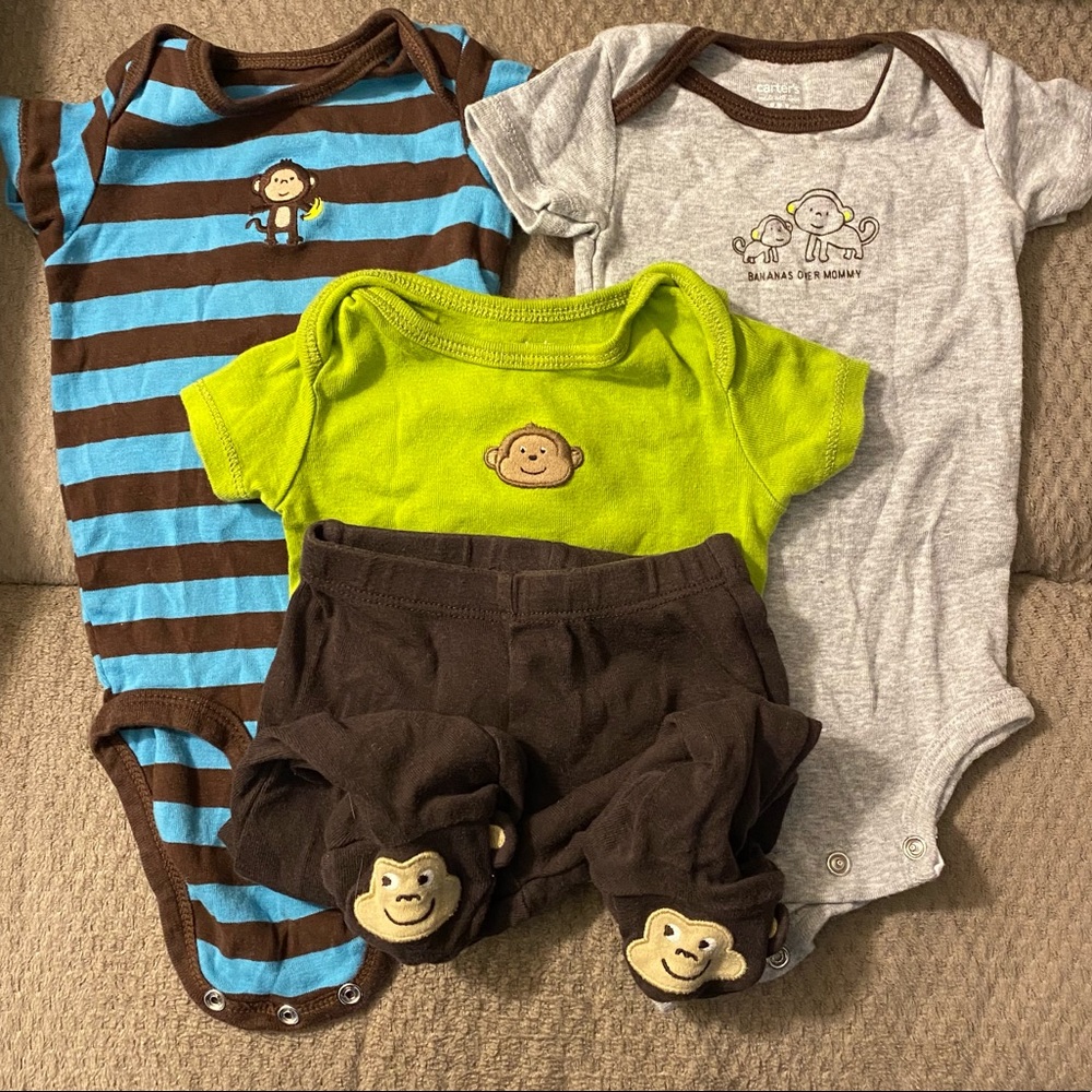 3M Carter’s Monkey theme 4 piece set!!